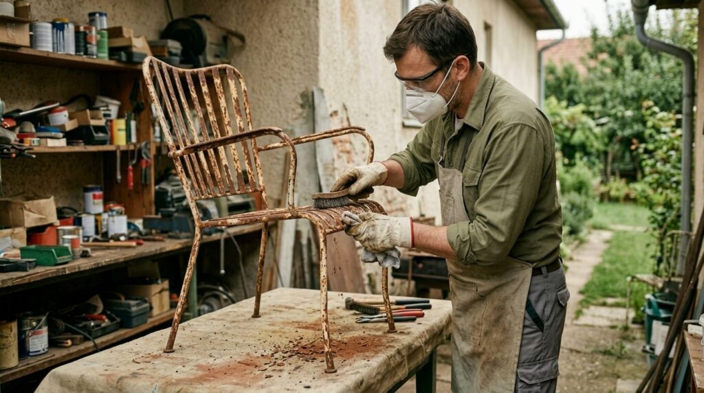 Kako ukloniti hrđu i oličiti metalni vrtni namještaj — korak 2