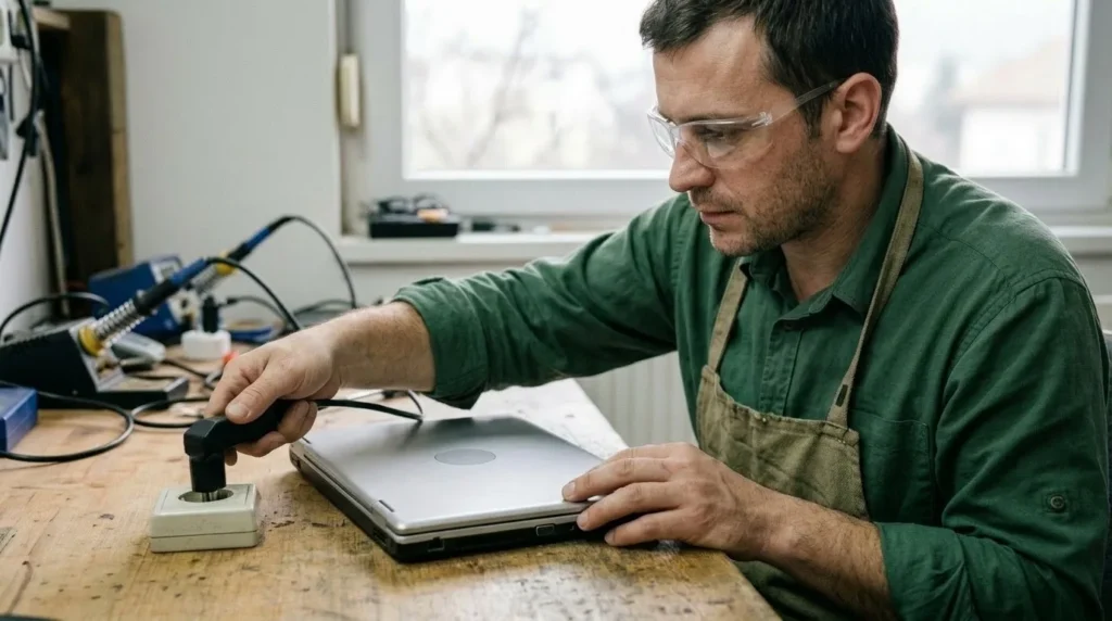 "Kako zamijeniti bateriju laptopa" — korak 1