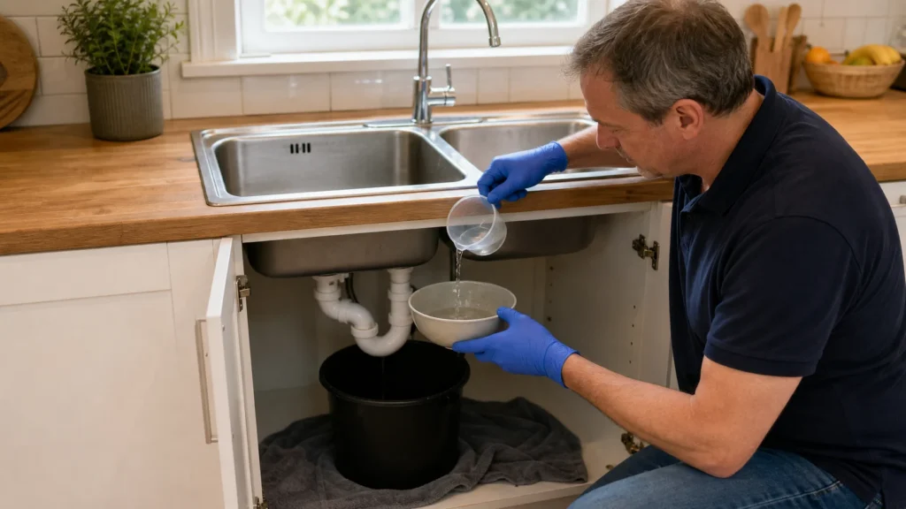 Prepare the space and stop using the faucet