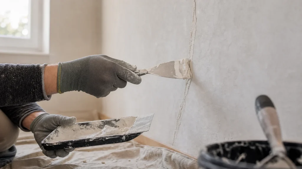 Apply the first layer of plaster compound