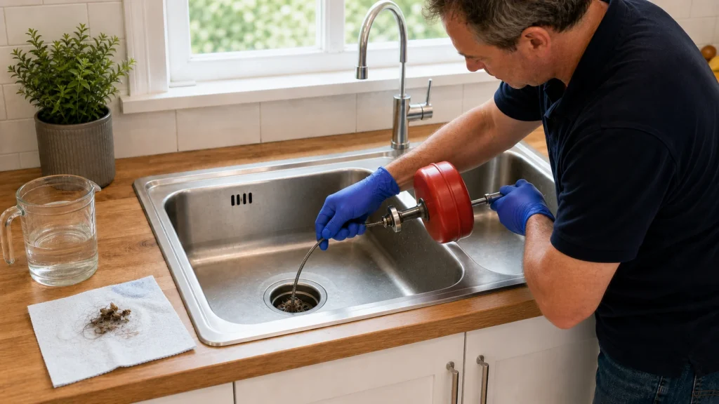 Use a drain snake for deeper clogs